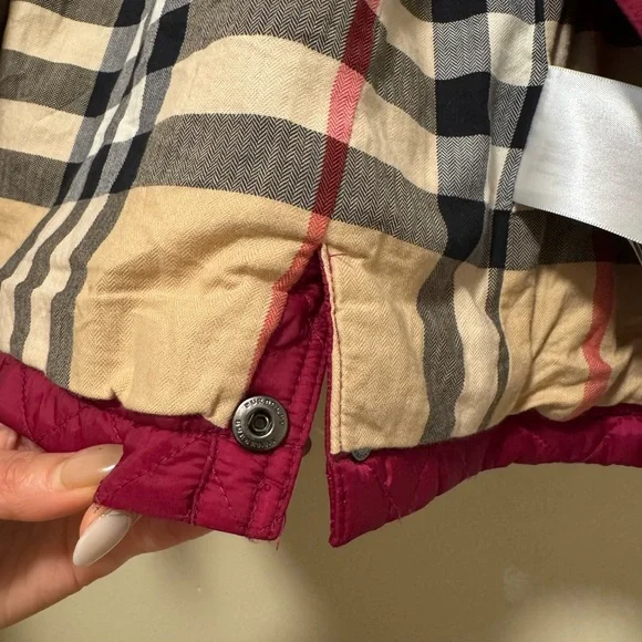 Burberry Kids Quilted Jacket - Burgundy - Picture 8 of 12